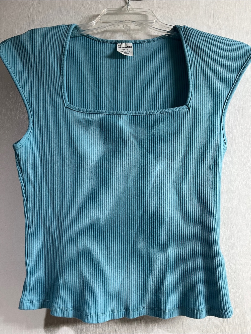 No Boundaries Aqua Blue Ribbed Square Neck Tank Size Large 12-14 Junior